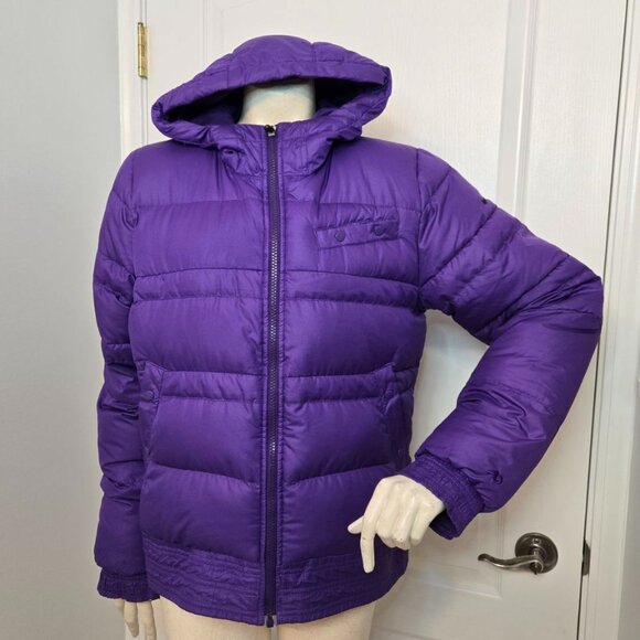 Duck down and feather filled Nike Puffer Hooded Jacket Purple XL (Youth) - Picture 1 of 16
